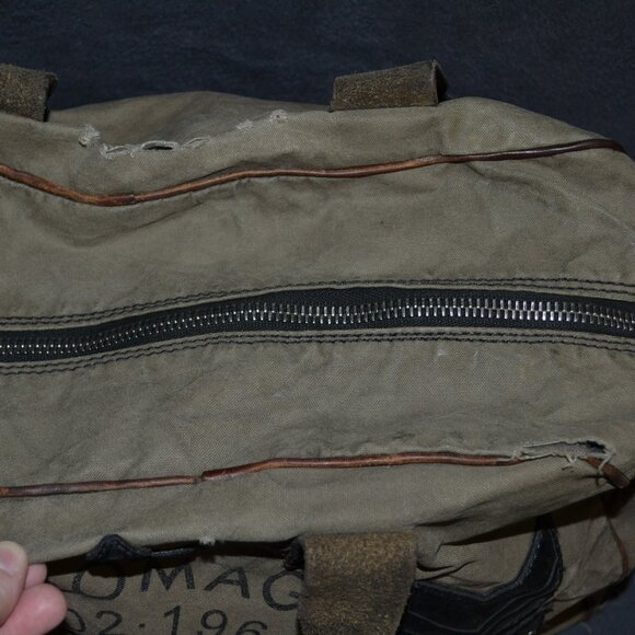 CAMPOMAGGI Canvas Leather Shoulder Bag Made In Italy - Picture 2 of 16